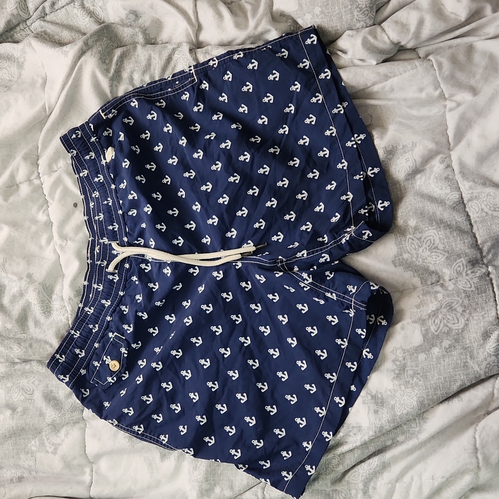 Ralph Lauren Polo Navy Blue Anchor AOP Swim Shorts